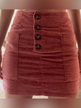 Urban Outfitters Rust Corduroy Button-Front Mini Skirt